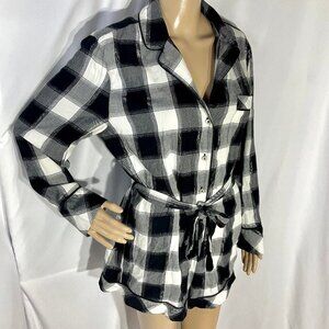Victoria's Secret Black & White Plaid Romper Sz Med